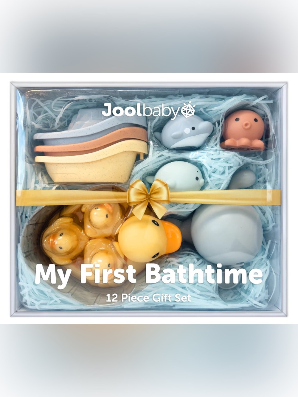 My First Bathtime 12-Piece Bath Toy Set - Yellow & Light Blue